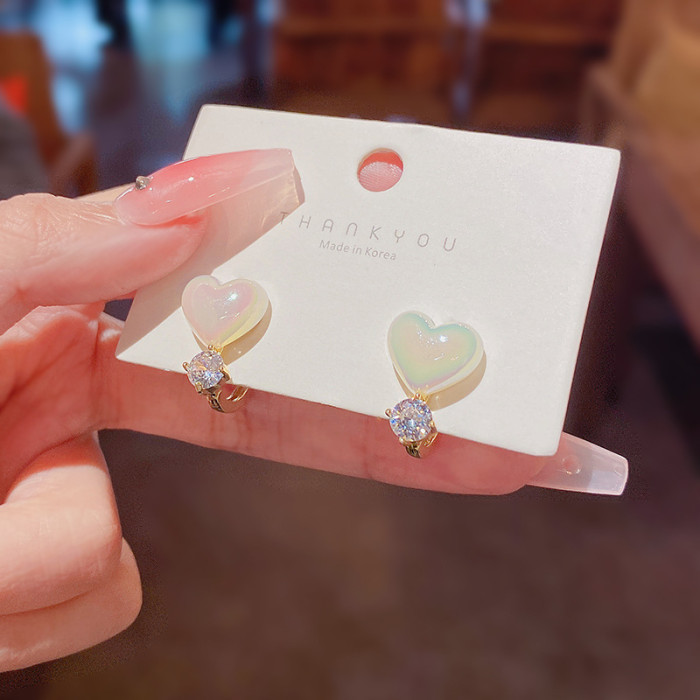 Heart Pearl Women Jewelry Making Cute Romantic Buckle Earrings Elegant Fashion Minimalist Style