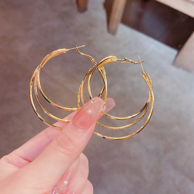 Classic Round Big Hoop1 Pair Round Loop Circle Gold and Silver Color Hoop Earring Large Size Punk for Women