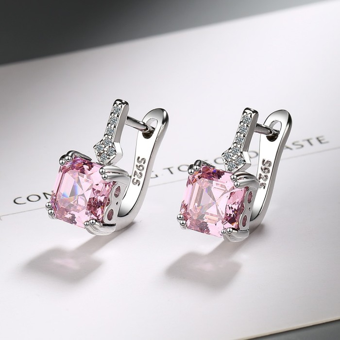 New Luxury Premium Small Design Sugar Earrings Removable One Two Wear Super Flashy Square Zircon Earrings