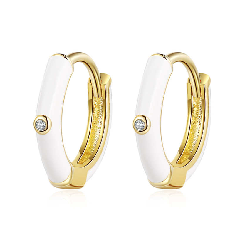Stainless Steel Hoop Huigge Earrings Enamel Dripping Oil Cartilage for Women Ear Piercing Jewelry 729