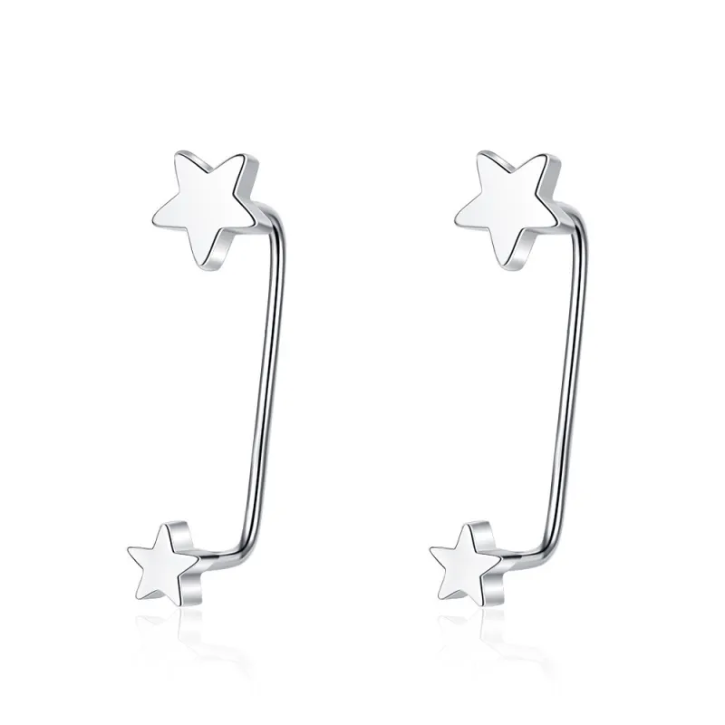 Screw the thread and hang the star earrings. Geometric five point star earrings. Jewelry earrings