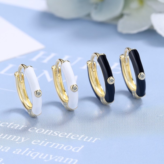 Stainless Steel Hoop Huigge Earrings Enamel Dripping Oil Cartilage for Women Ear Piercing Jewelry 729