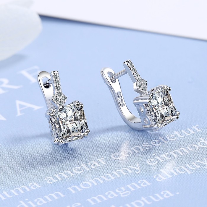New Luxury Premium Small Design Sugar Earrings Removable One Two Wear Super Flashy Square Zircon Earrings