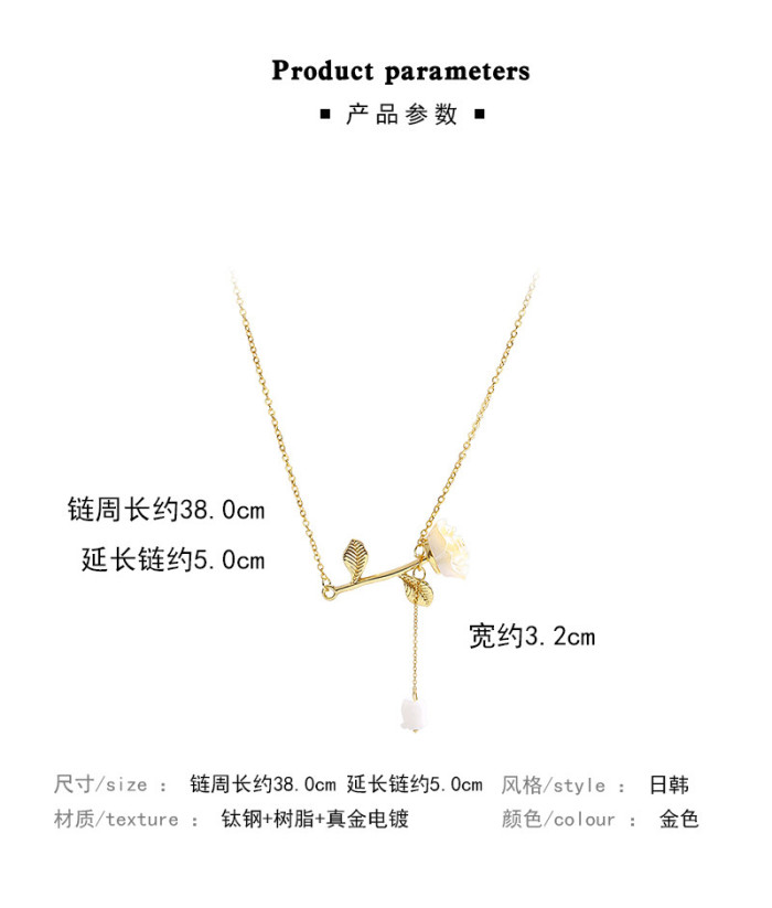 2022 New Pearl Rose Flower Tassel Golden Pendant Necklace For Women Personality Fashion Wedding Jewelry Birthday Gifts