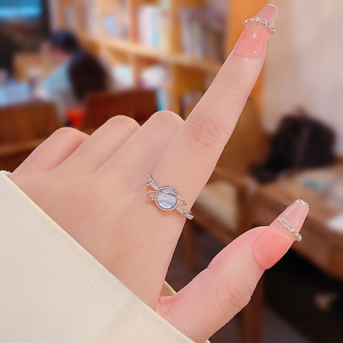 Happy Planet Open Couple Rings Coloured Glaze Astronaut Star Ring Original Design Fine Jewelry 2022 New
