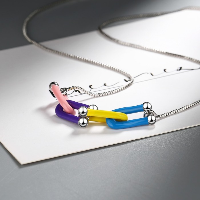 Simple Lucky Horseshoe Horse Necklaces Colorful Interlock Enamel Horse Shoe Necklace & Pendants for Women Men Accessories Gift
