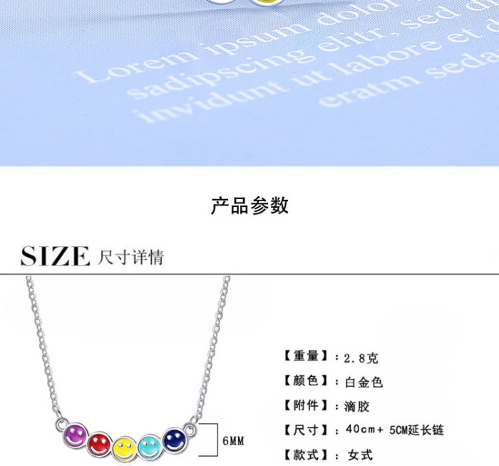 New Fashion Simple Smiling Face Dangle Necklace Cute Coin Round Enamel Necklace for Women Party Jewelry Girl Gift Accessories 577