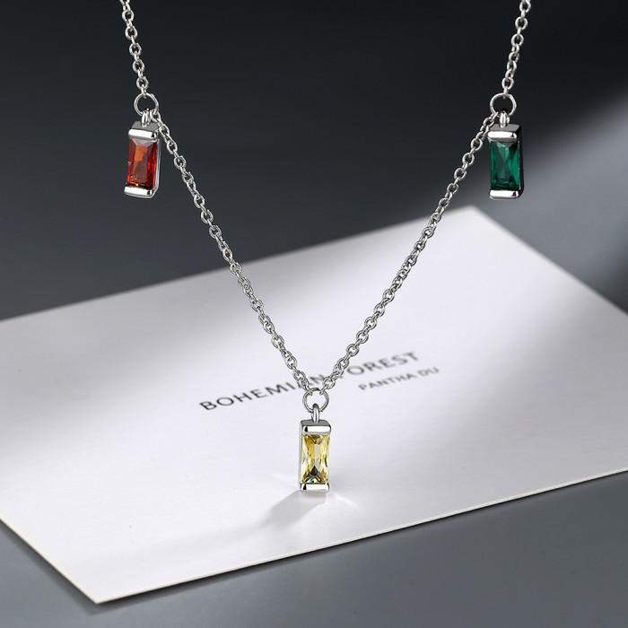 Simple Color Zircon Long Tassel Necklace Women Light Luxury Sexy Low Cut Jewelry Accessories Girlfriend Gift 582