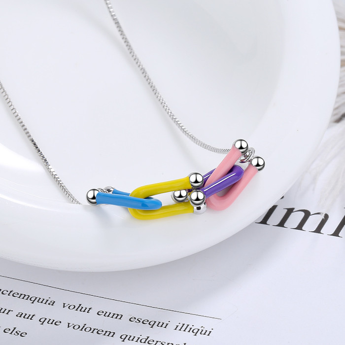 Simple Lucky Horseshoe Horse Necklaces Colorful Interlock Enamel Horse Shoe Necklace & Pendants for Women Men Accessories Gift