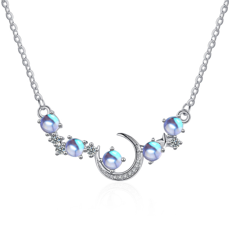 Exquisite Fashion Dream Star Sun Moon Moonlight Stone Necklace for Women Collar Chain Wedding Party Jewelry Gift