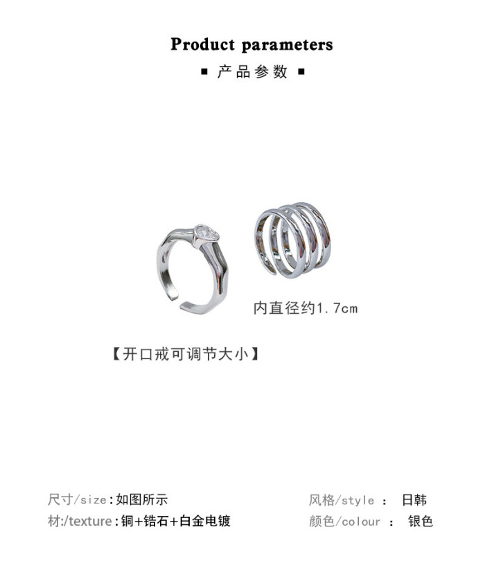 2022 New Adjustable Opening Three Layer Multilayer Nail Ring Aesthetic Engagement for Women Accesories