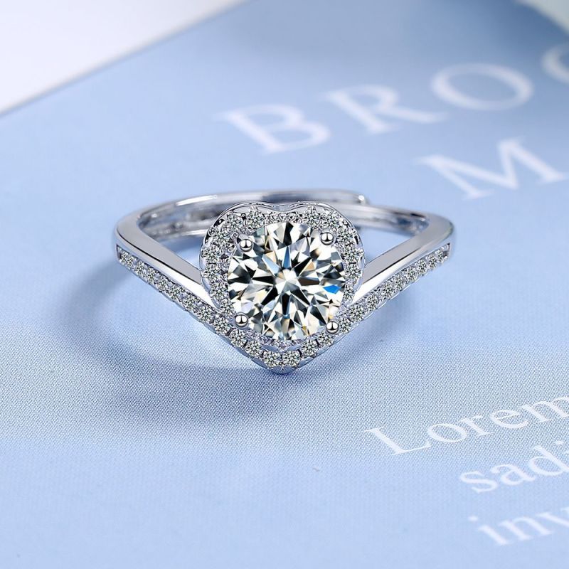 Heart Shaped Rings for Women Zircon Crystal Jewelry Adjustable for Women Fashion Women Wedding Jewelry Accessories