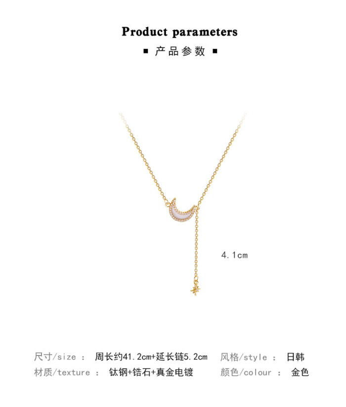 Fashion Moon Star Pendant Choker Necklace Gold Color Alloy Zinc Chain Necklace Necklace For Women Party Jewelry Archery Necklace