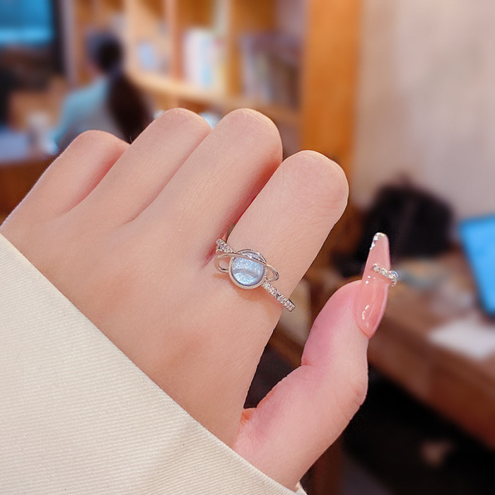 Happy Planet Open Couple Rings Coloured Glaze Astronaut Star Ring Original Design Fine Jewelry 2022 New