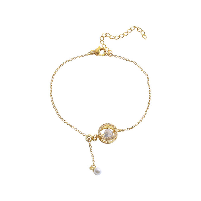 Woman Rhinestone Zircon Heart Chain Bracelet Elegant Women Adjustable Jewelry