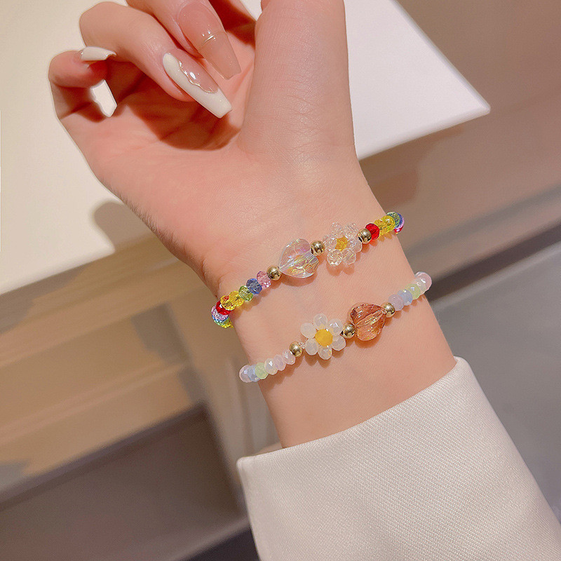 Colorful AB Butterfly Crystal Beaded Bracelets Women Sweet Temperament Handwork Bracelet Bangles Charms Jewelry Making