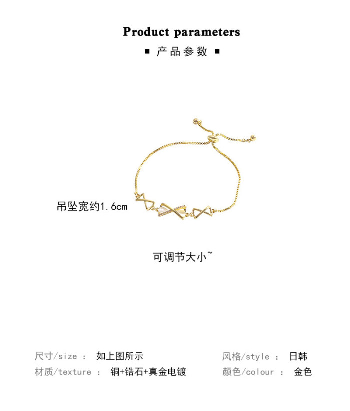 Luxury AAA Zircon Opal Bow Adjustable Bracelet for Women New Fashion Sparkling Gold Color Wedding Jewelry Party Gift