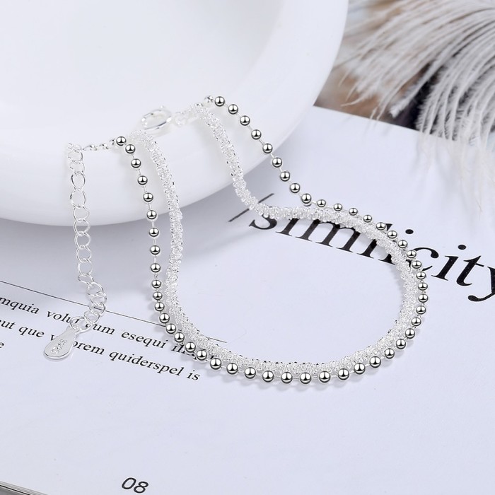 Double Layer New Fashion Exquisite Silver Plated Jewelry Beaded Retro Simple Wild Temperament Bracelets 189