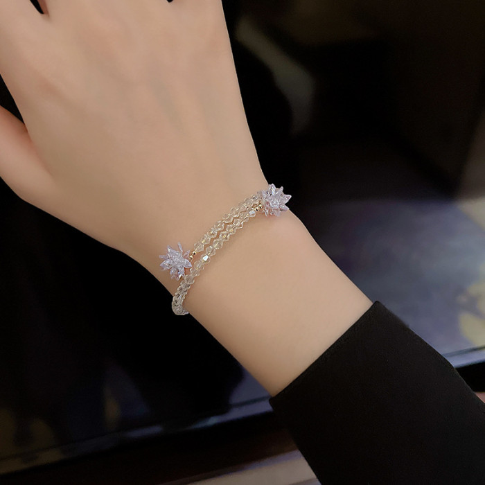 Natural Crystal  Beads Ice Flower Charm Bracelets Bangles for Women Girls Korean Fashion Jewelry  226