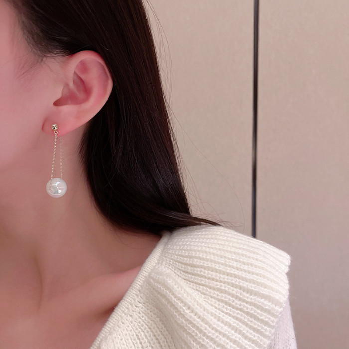 Temperament Women Pearl Long Tassel Ear Line Adjustable Two Earrings Charming Jewelry Gift
