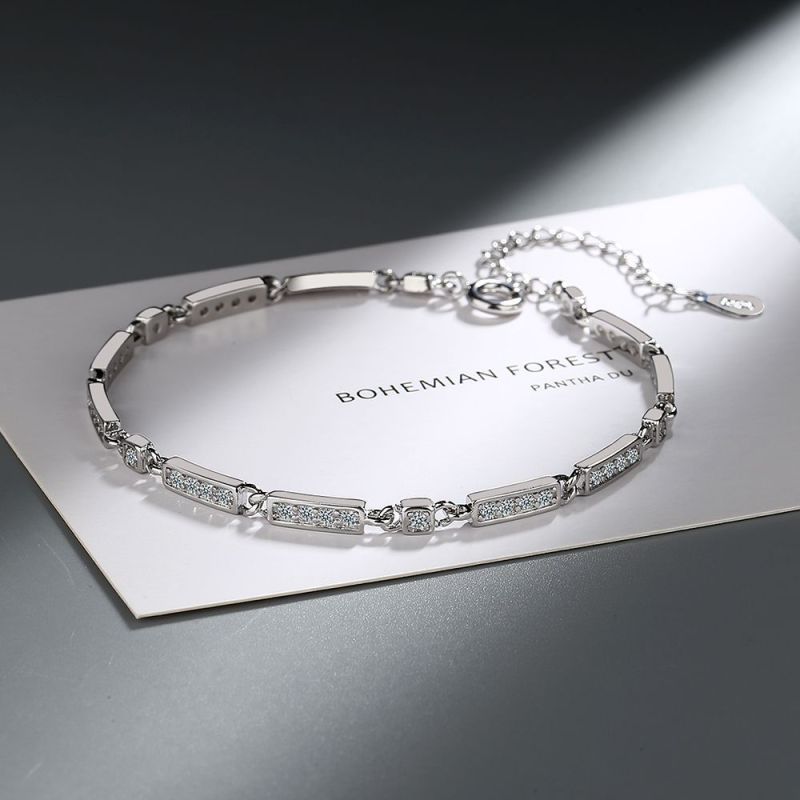 Geometry Tennis Bracelet for Women Gift Zircon Rose Gold Color Handmade Wedding Adjustable Bracelets Jewelry