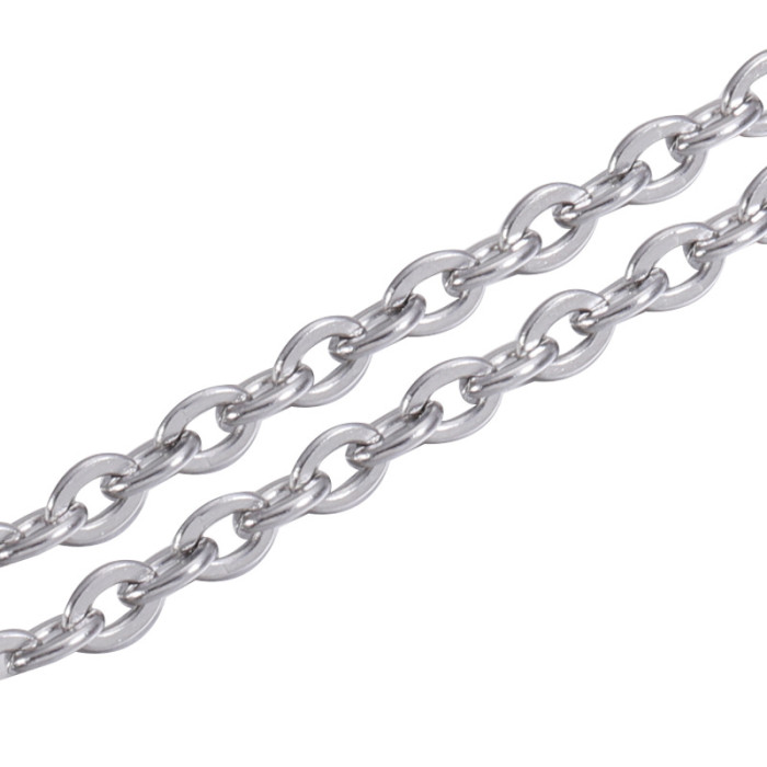 Stainless Steel Basic Diy Chain Silver Color Ornament  Accessories Non-Fading 4mm Flat Cross Chain Necklace Chain 1m