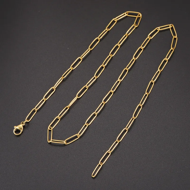 Hot Selling Stainless Steel Long Buckle Cross Hip Hop Necklace DIY Chian  Accessories Ins Necklace Chain