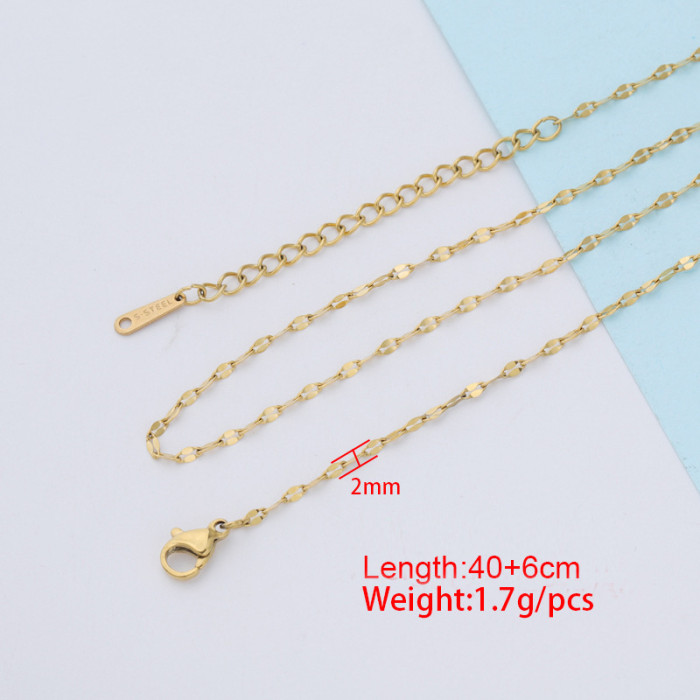 Gold Rose Stainless Steel Chain Lip Chain DIY Ornament Clavicle Chain Necklace Basic Chain Jewelry for Women Men Accessories