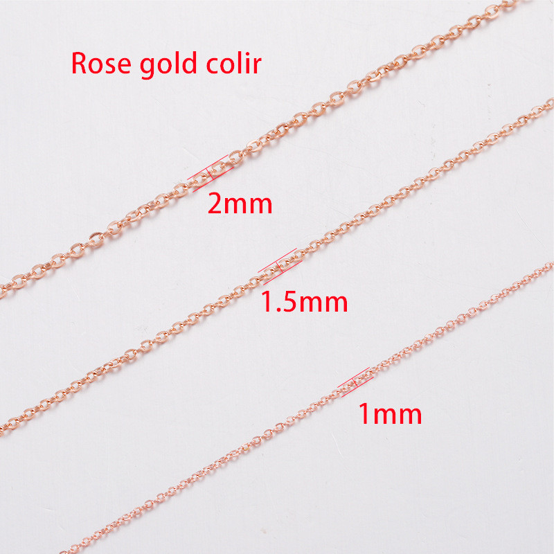 45/ 50cm  Electroplated Rose Gold Cross Stainless Steel Chain Necklace for Women Men Available Length 14 -30 