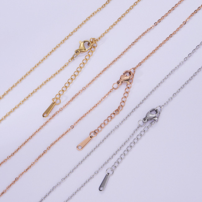 18K Electroplating Stainless Steel Necklace DIY Personality Simple Cross Long  Adjust Chain Women 18“