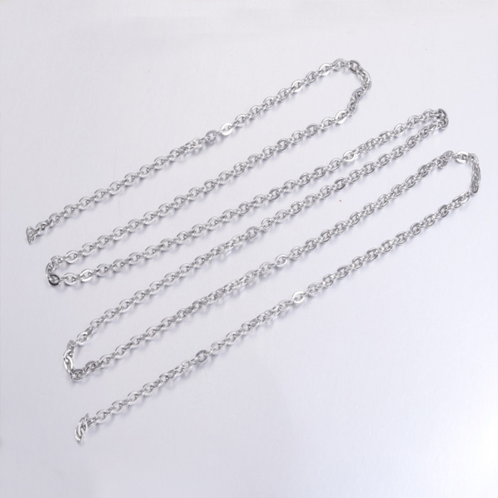 Stainless Steel Basic Diy Chain Silver Color Ornament  Accessories Non-Fading 4mm Flat Cross Chain Necklace Chain 1m