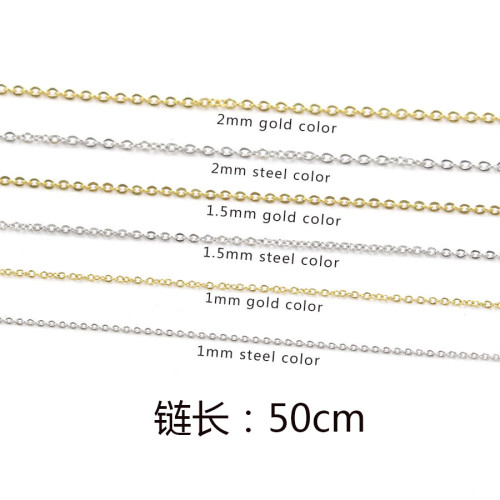 50cm Factory Price Stainless Steel Cross Chain DIY Chain Wholesale Electroplated 18K Real Gold Lobster Buckle Necklace