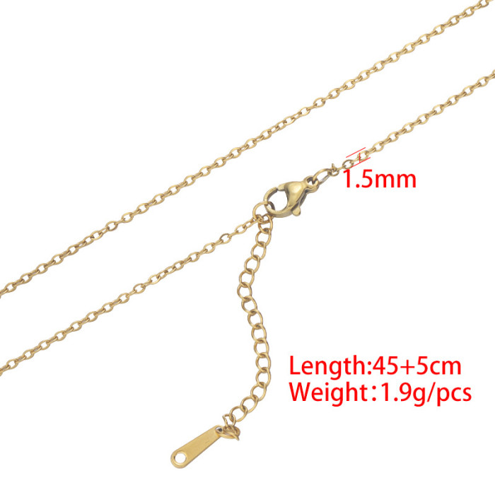 18K Electroplating Stainless Steel Necklace DIY Personality Simple Cross Long  Adjust Chain Women 18“