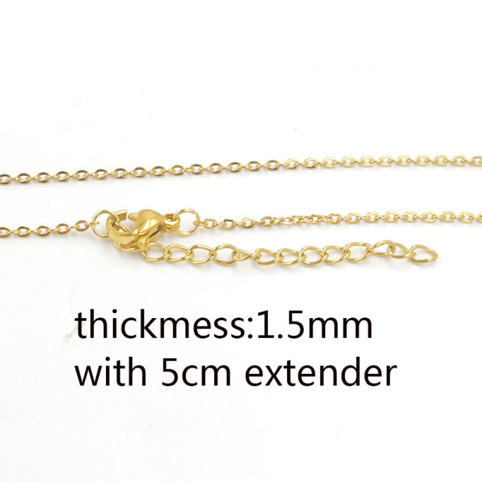 50cm Factory Price Stainless Steel Cross Chain DIY Chain Wholesale Electroplated 18K Real Gold Lobster Buckle Necklace