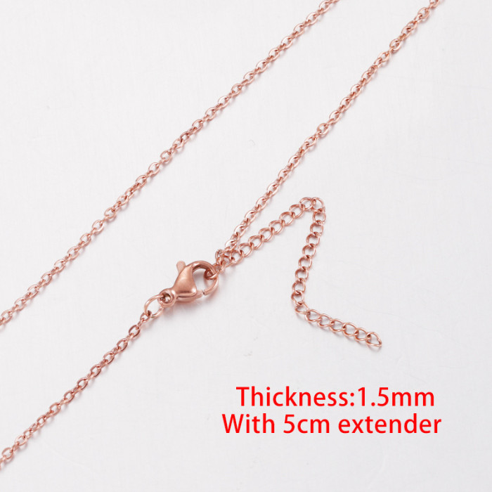 45/ 50cm  Electroplated Rose Gold Cross Stainless Steel Chain Necklace for Women Men Available Length 14 -30 