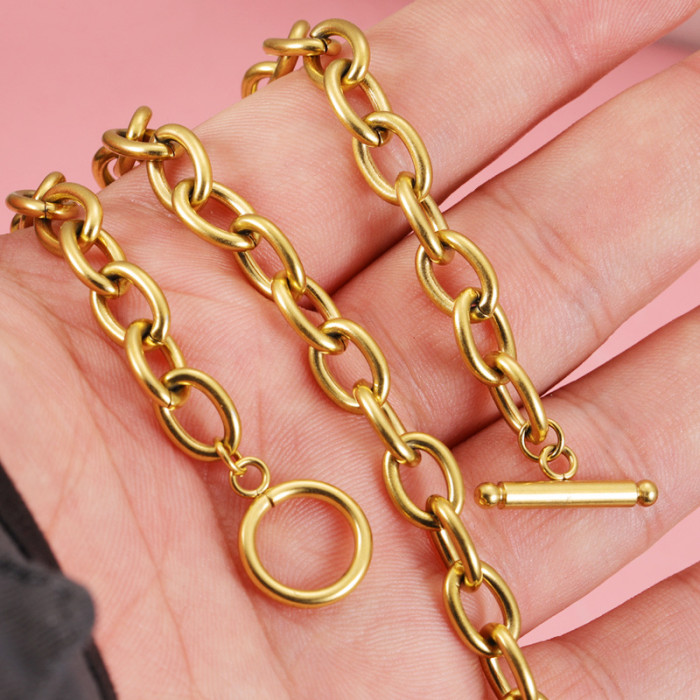 Stainless Steel OT Buckle Chain Jewelry Accessories Diy 18k Gold O-Type Cross Chain Accessories 43cm