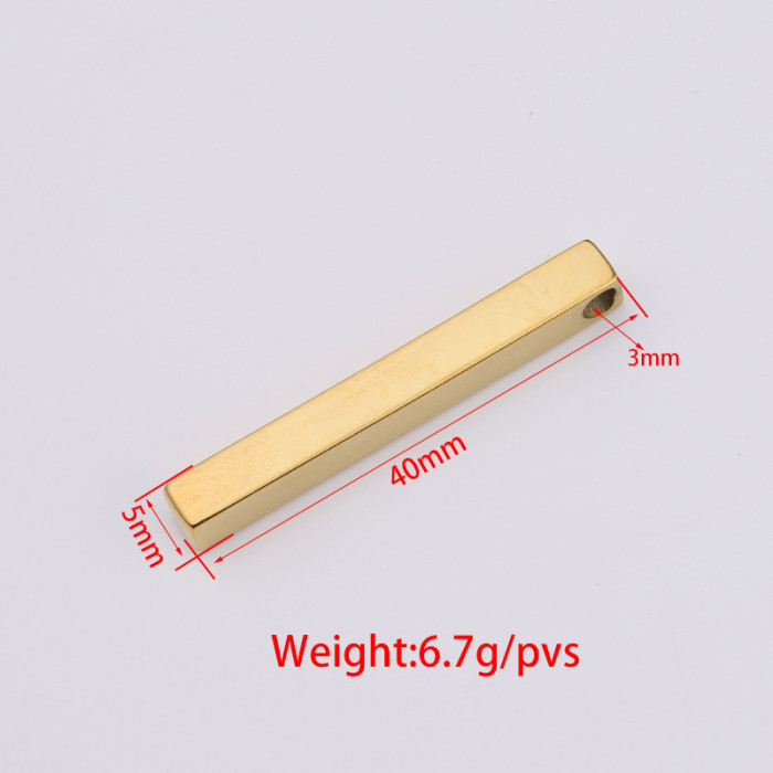 Factory Price Customized Stainless Steel Three Dimensional Rectangular Diy Pendant Mirror Polished Strip 40mm Can Carve