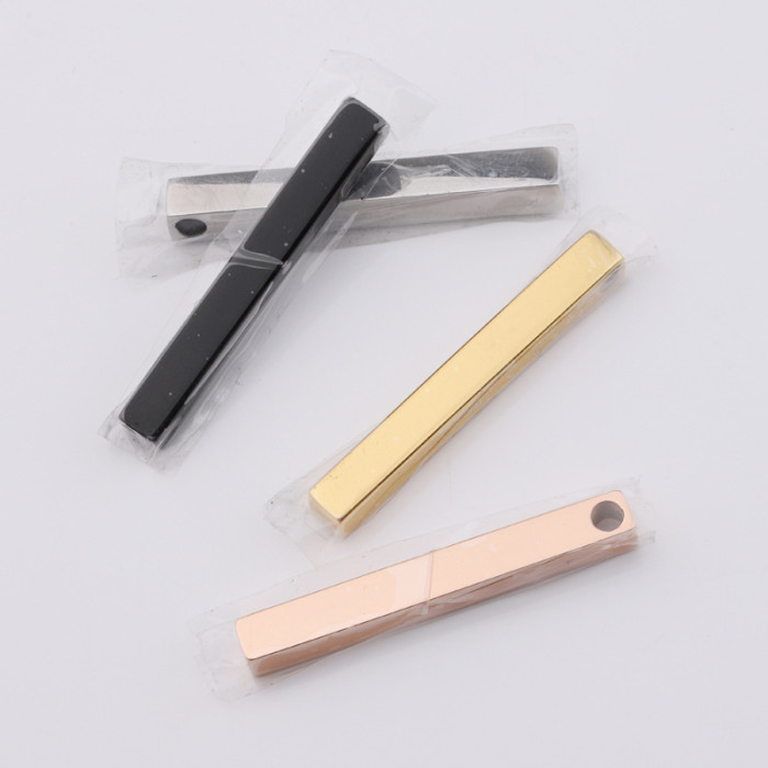 Factory Price Customized Stainless Steel Three Dimensional Rectangular Diy Pendant Mirror Polished Strip 40mm Can Carve