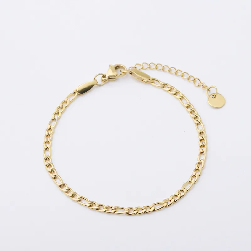 Stainless Steel Gold Plated Cuban Simple Stainless Steel Bracelet Ins Female Women Jewelry Accessories