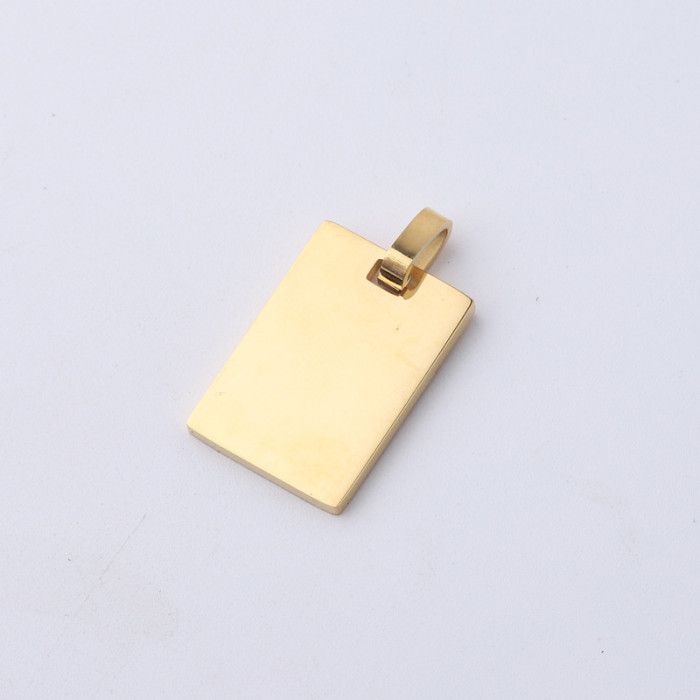 Stainless Steel Rectangular Pendant DIY Ornament Accessories Glossy Can Carve Square Jewelry