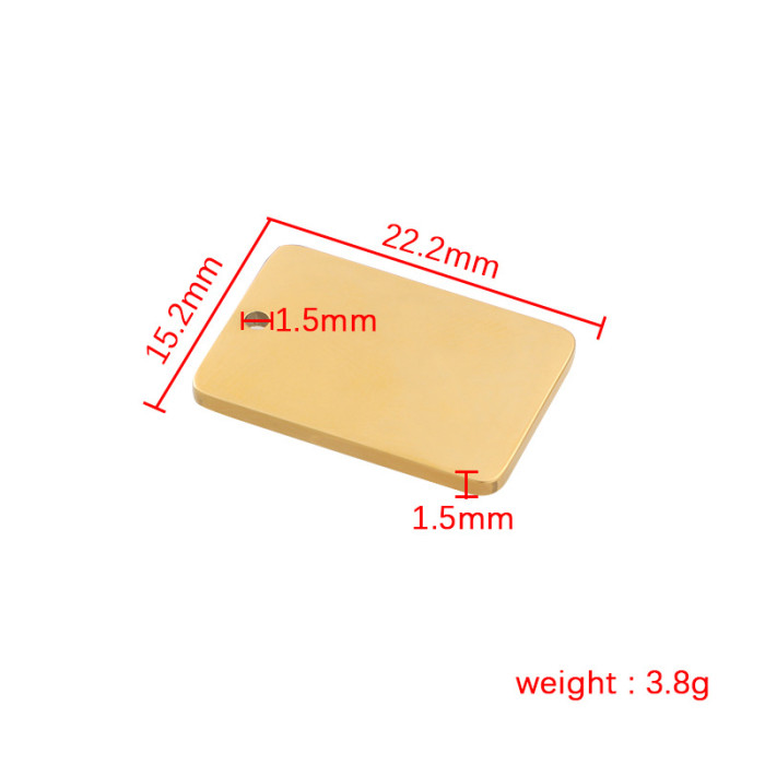 Stainless Steel Rectangular Inner Hole Small Hangtag DIY Ornament Accessories Glossy Laser Pendant
