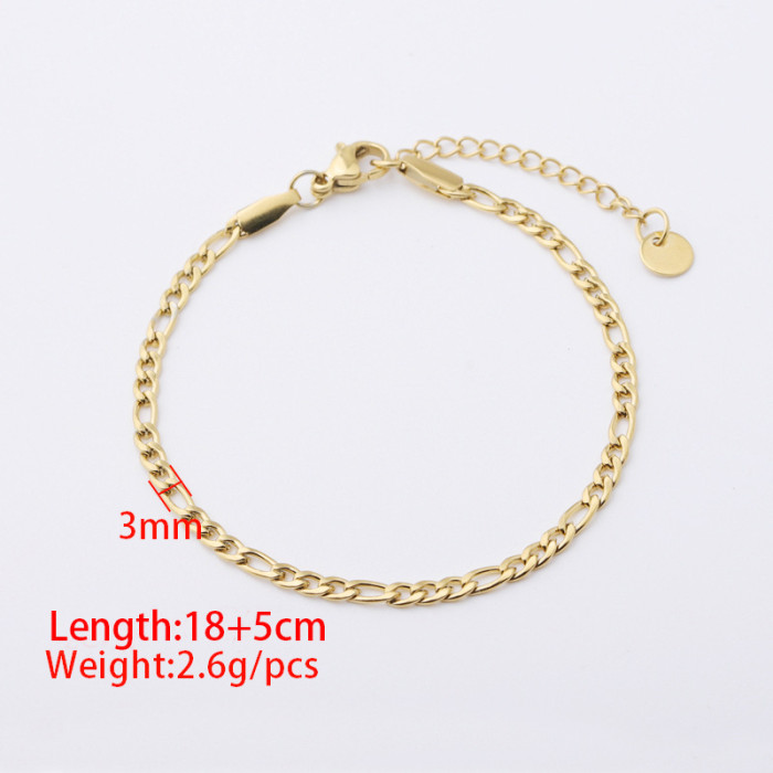 Stainless Steel Gold Plated Cuban Simple Stainless Steel Bracelet Ins Female Women Jewelry Accessories