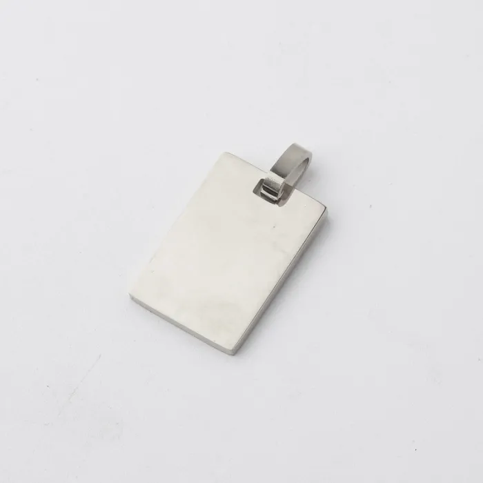 Stainless Steel Rectangular Pendant DIY Ornament Accessories Glossy Can Carve Square Jewelry