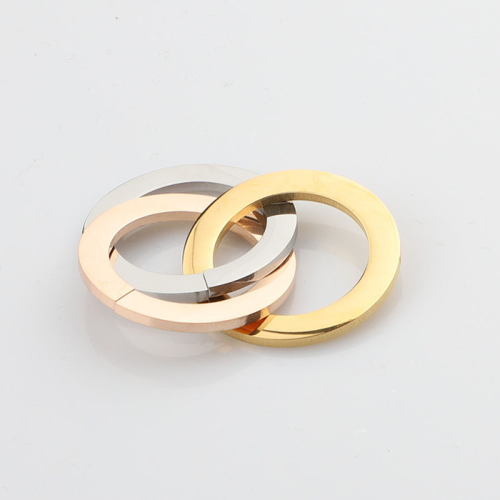 Fashion Three Color Three Ring Stainless Steel Glossy Pendant DIY Accessories 2 * 30mm