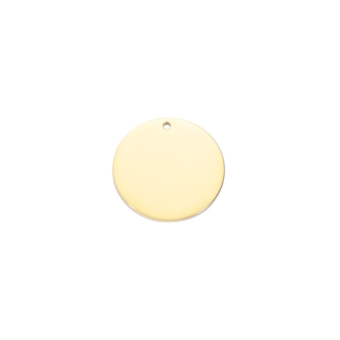 Real Gold 18K Mirror Stainless Ornament Accessories DIY Round Tag Can Carve Writing Pendant for Necklace