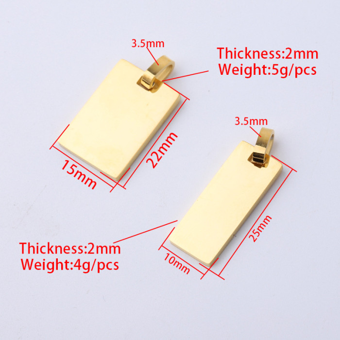 Stainless Steel Rectangular Pendant DIY Ornament Accessories Glossy Can Carve Square Jewelry