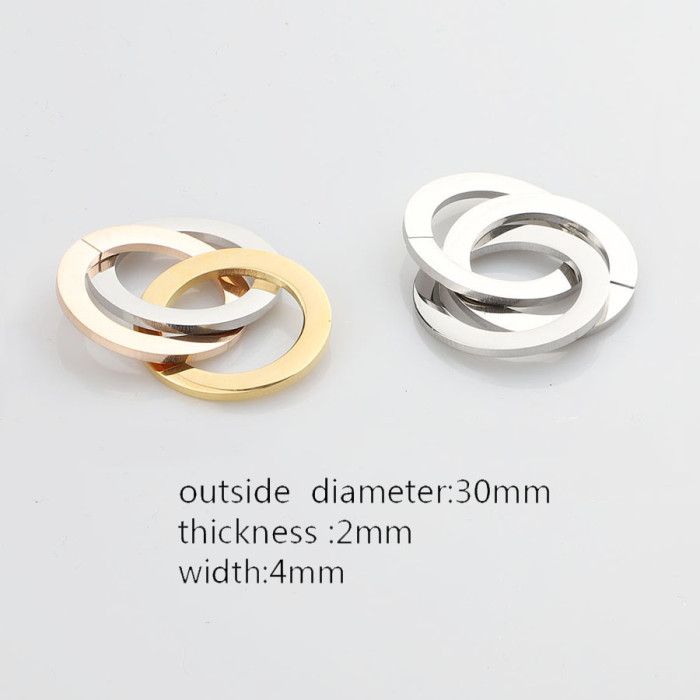 Fashion Three Color Three Ring Stainless Steel Glossy Pendant DIY Accessories 2 * 30mm