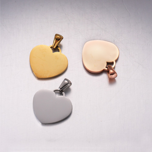 Stainless Steel Love Heart Pendant  DIY Peach Heart with Melon Seeds Can Carve Writing Ornament Pendant