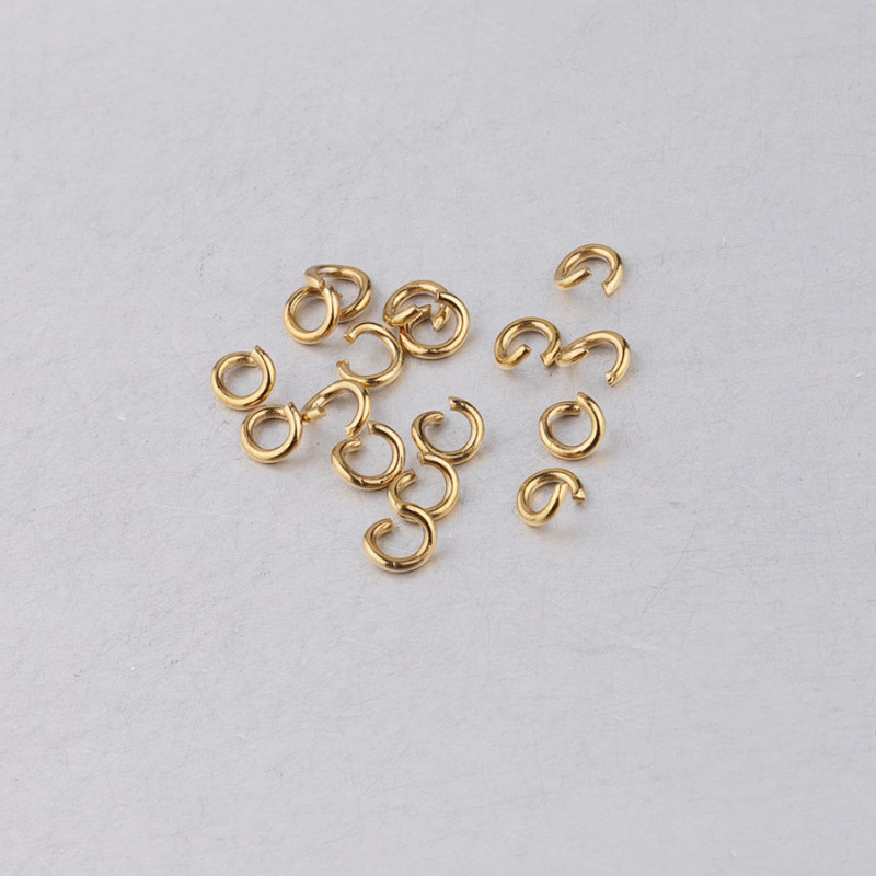 1 * 5mm Stainless Steel Broken Ring Single Circle Connection Ring DIY Ornament Electroplated Gold 100 Pcs/Bag