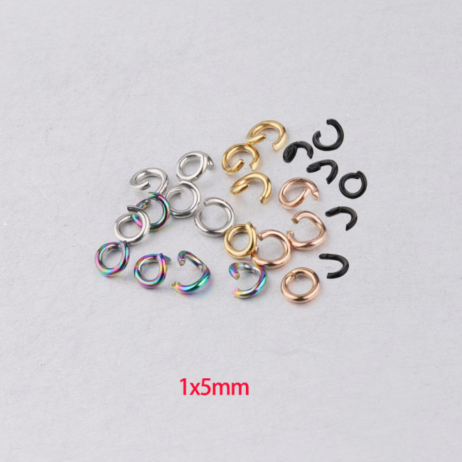 1 * 5mm Stainless Steel Broken Ring Single Circle Connection Ring DIY Ornament Electroplated Gold 100 Pcs/Bag
